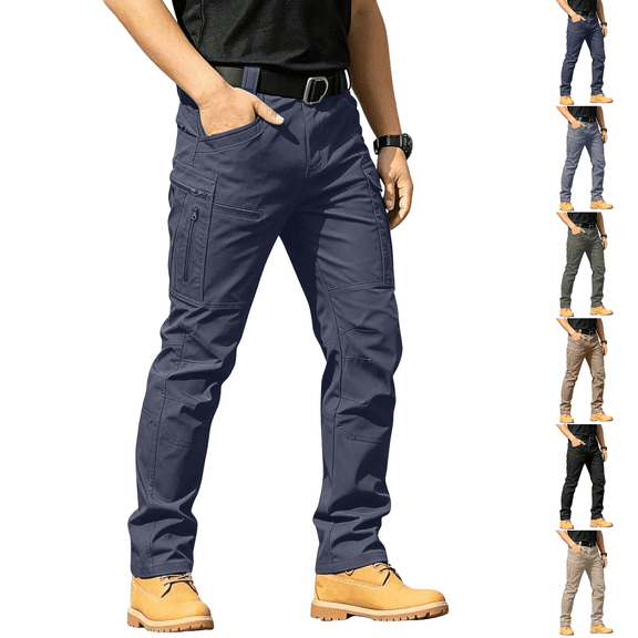 Men's Tactical Pants Multi Pocket Stretch Waterproof Tactical Cargo Pants Ripstop Fabric Hiking Work Trousers Navy XL