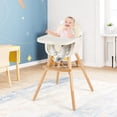 thumbnail image 3 of Chaise Haute pour Bébé 3 en 1 Convertible, Chaise de Salle à Manger pour Tout-Petit avec Plateau Alimentaire Réglable à 3 Positions, Harnais à 5 Points et Hauteur de Siège Réglable, Beige, 3 of 6