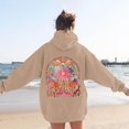 thumbnail image 3 of Women Girls Graphic Oversized Hoodies Print Sweatshirts Ocean Themed Graphic Pullover Preppy Hoodies (A1-Khaki S), 3 of 5