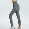 thumbnail image 3 of SWSMCLT Women's Athletic Leggings with Shorts Tummy Control Elastic Waist Yoga Thigh Running Soft Sports Buttery Pants Pockets Workout Active Slim Fit High Waisted Grey X-Large, 3 of 3