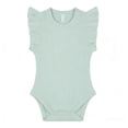 thumbnail image 3 of RMGVDSD Baby Girl Ribbed Knit Romper Bodysuit Sleeveless Ruffle Onesie Solid Color Casual One-Piece Outfit 6-9 Months, 3 of 3