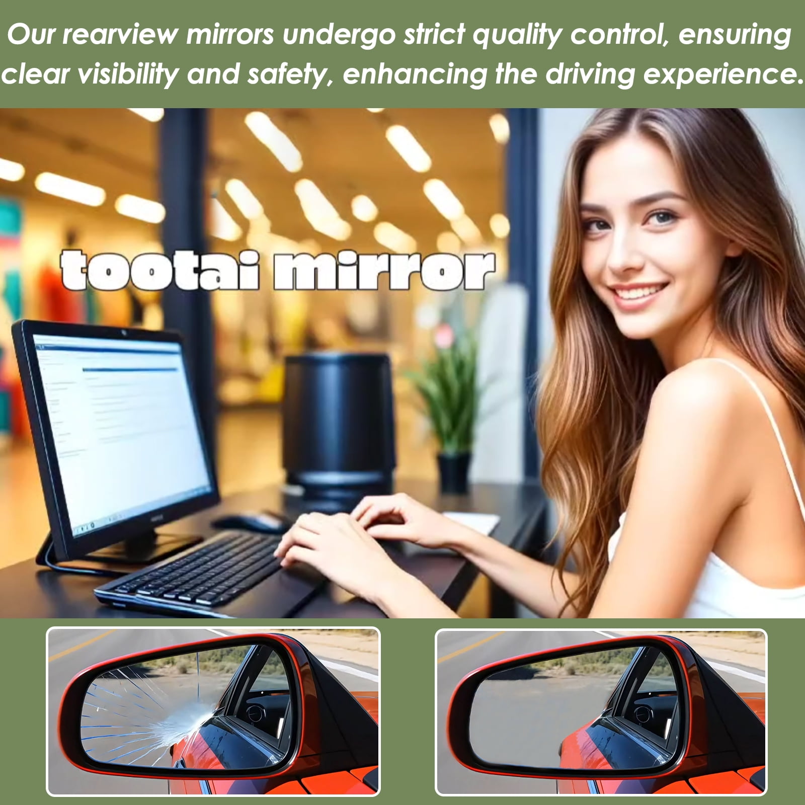 Driver Side Replacement Mirror Glass - compatible with Chevy & GMC vehicles - Silverado 1500 2019-2024, Sierra 1500 2019-2024 - Heated with Blind Spot Detection, w/o auto dimming, LH, 84309707