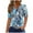 Blue 01, variant on DeHolifer Women's T-Shirts Plus Size V-Neck Button Up Floral Printed Short Sleeve Dressy Blouse Summer Tunic Tops Green 3XL