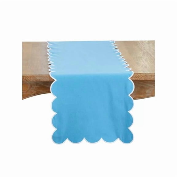 Saro Lifestyle 8123.PK1672B 72 x 16 in. Scalloped Rectangle Table Runner, Periwinkle Blue