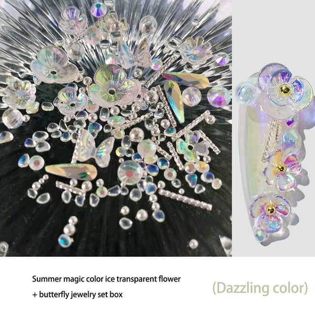 Fiudx Decoración de Uñas, Arte de Diamantes de Imitación Brillantes, Elegante Diseño Floral, Cristal Duradero, Accesorio para Esmalte de Uñas, Belleza de Manos y Pies, Manual Diy Diy, Fácil Aplicació