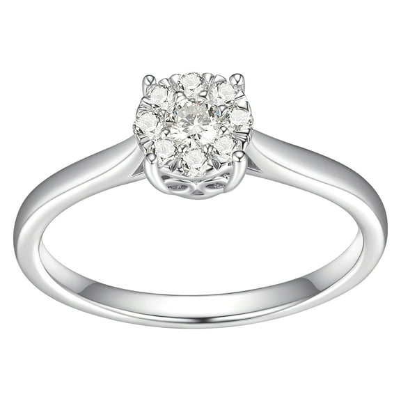 Forever Facets 1/4 CT TW Lab Grown Diamond Ring in Platinum over Sterling Silver, Adult Female