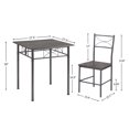 thumbnail image 4 of Aukfa 3-Piece Modern Dining Table Set, Square Table and 2 Chairs with Steel Frame - Gray, 4 of 8