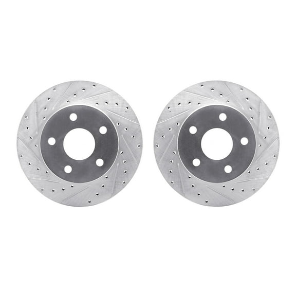 Dynamic Friction Company Front Brake Rotors-Drilled and Slotted-Silver 7002-42016