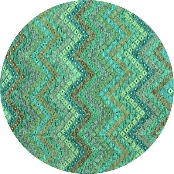 Ahgly Company Indoor Round Southwestern Turquoise Blue Country Area Rugs, 6' Round