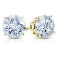 thumbnail image 2 of 14k Yellow Gold Round Moissanite Stud Earrings (2ct TGW, 6.5mm, G-H) 4-Prong Basket, Screw-Back by Diamond Wish, 2 of 3