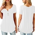 thumbnail image 4 of PENGXIANG Tunique Ample à Col en V pour Femmes, Manches Courtes, Décontractée, Été, Blanche XXXXXL, 4 of 5
