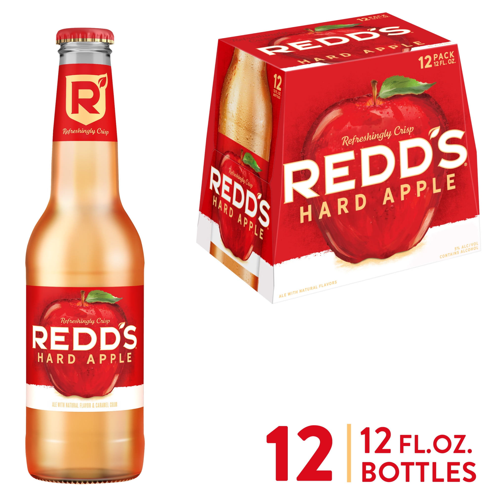 Redd's Hard Apple Fruit Beer, 12 Pack, 12 fl oz Bottles, 5 ABV