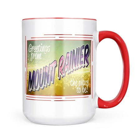 

Neonblond Greetings from Mount Rainier Vintage Postcard Mug gift for Coffee Tea lovers