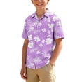 thumbnail image 5 of Ugoldhm Children's Printed Short-Sleeve Shirts Cuban-Collar Single-Button Beach Vacation Floral Shirts Boys' Casual Open-Front Tops, 5 of 8