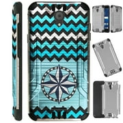 WORLD ACC Silver Guard Compatible with Cricket Icon | AT&T Radiant Core Case Slim Hybrid Phone Cover (Chevron Star)