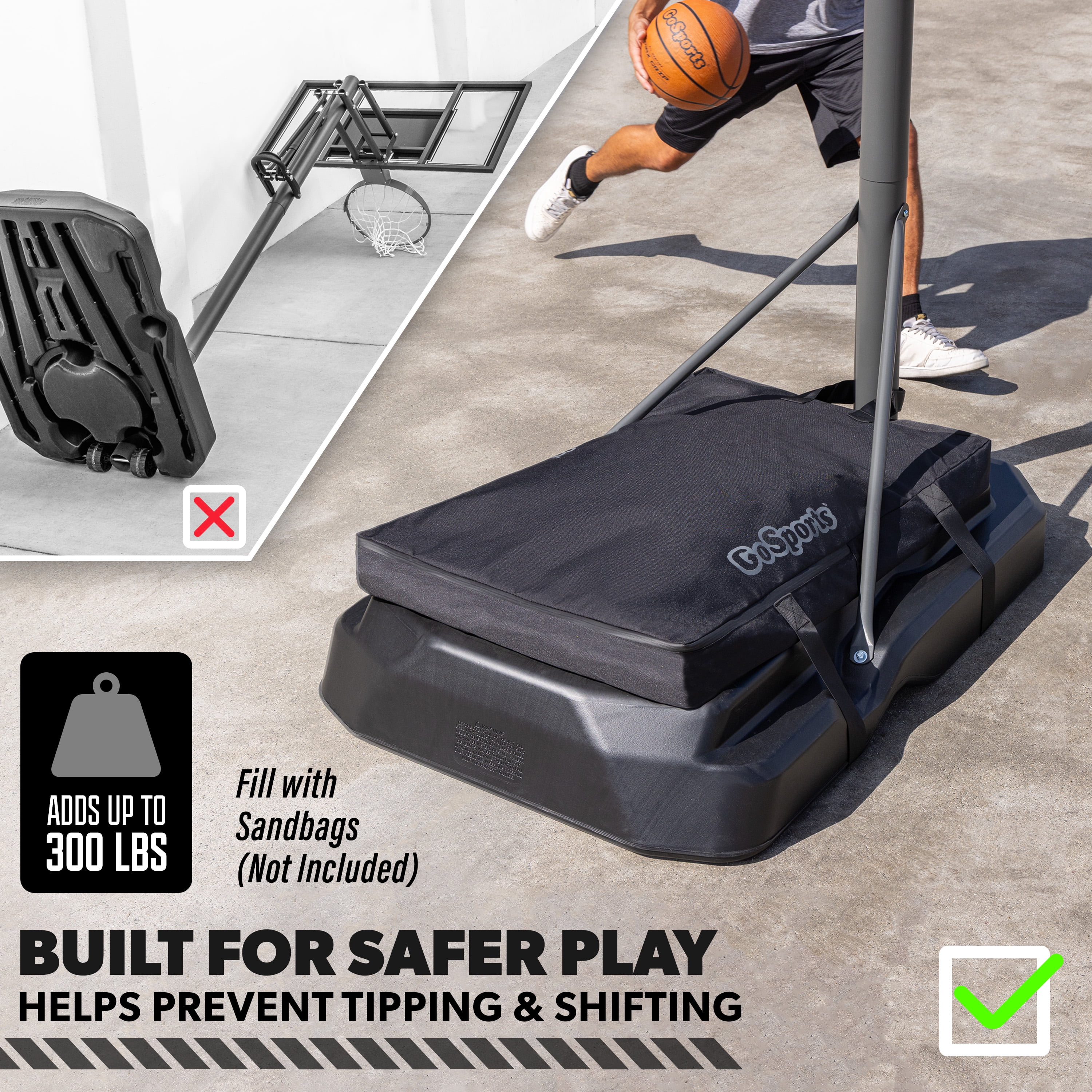 GoSports Basketball Hoop Weight for Base - Stable, Clean, All-Weather Sandbag Cover