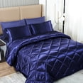 thumbnail image 4 of JML 6 Piece Silky Satin Bed in a Bag Comforter Set with Sheets,Twin, Navy, 4 of 7