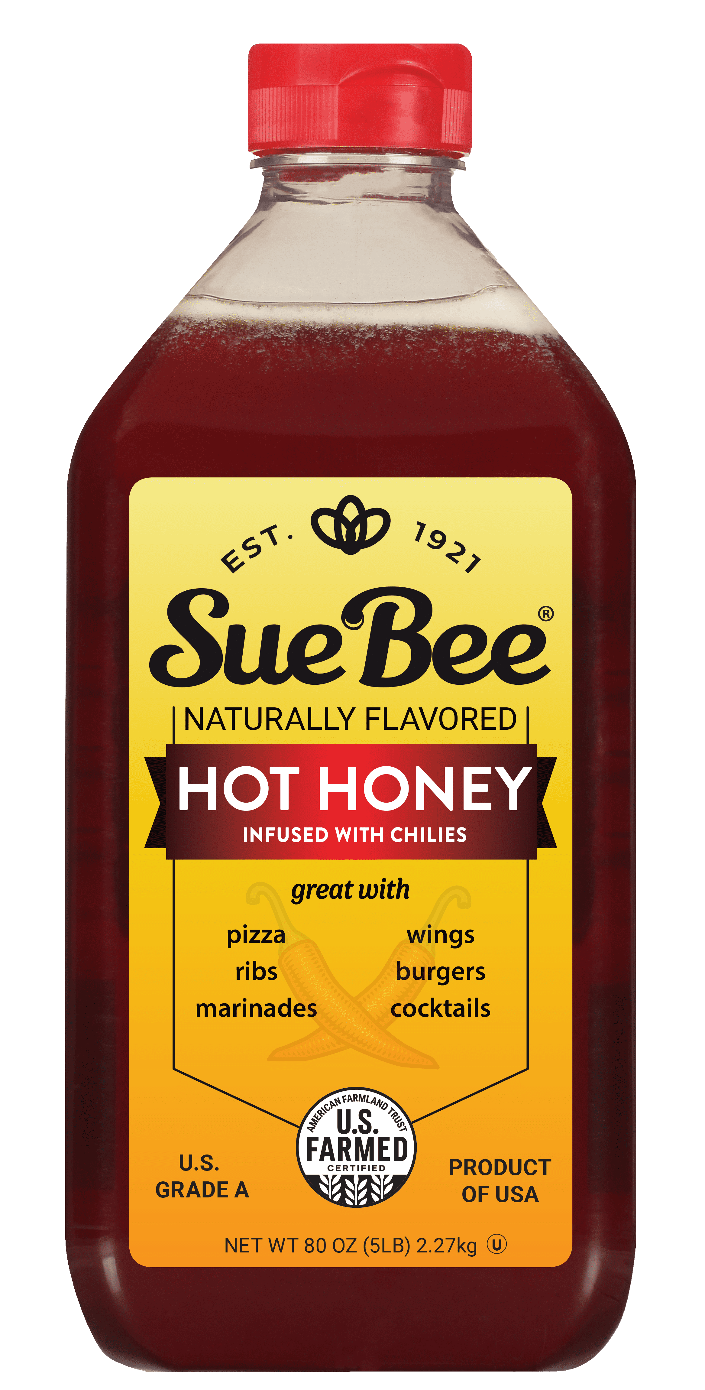 Sue Bee Naturally Flavored Hot Honey, Infused with Chilies, 5 lb Bottle