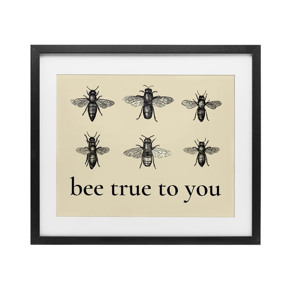 Stupell Industries French Country Bee True To You Inspiration Black Framed Print Under Glass, 16 x 13, by Lettered and Lined