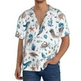 thumbnail image 3 of Vsdgher Undersea Animals Print Men's Wrinkle Free Untucked Cuban Shirt Business Casual Button Down Shirts Short Sleeve Shirt, 3 of 7