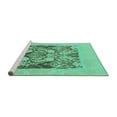 thumbnail image 2 of Ahgly Company Machine Washable Indoor Round Abstract Turquoise Blue Modern Area Rugs, 3' Round, 2 of 4