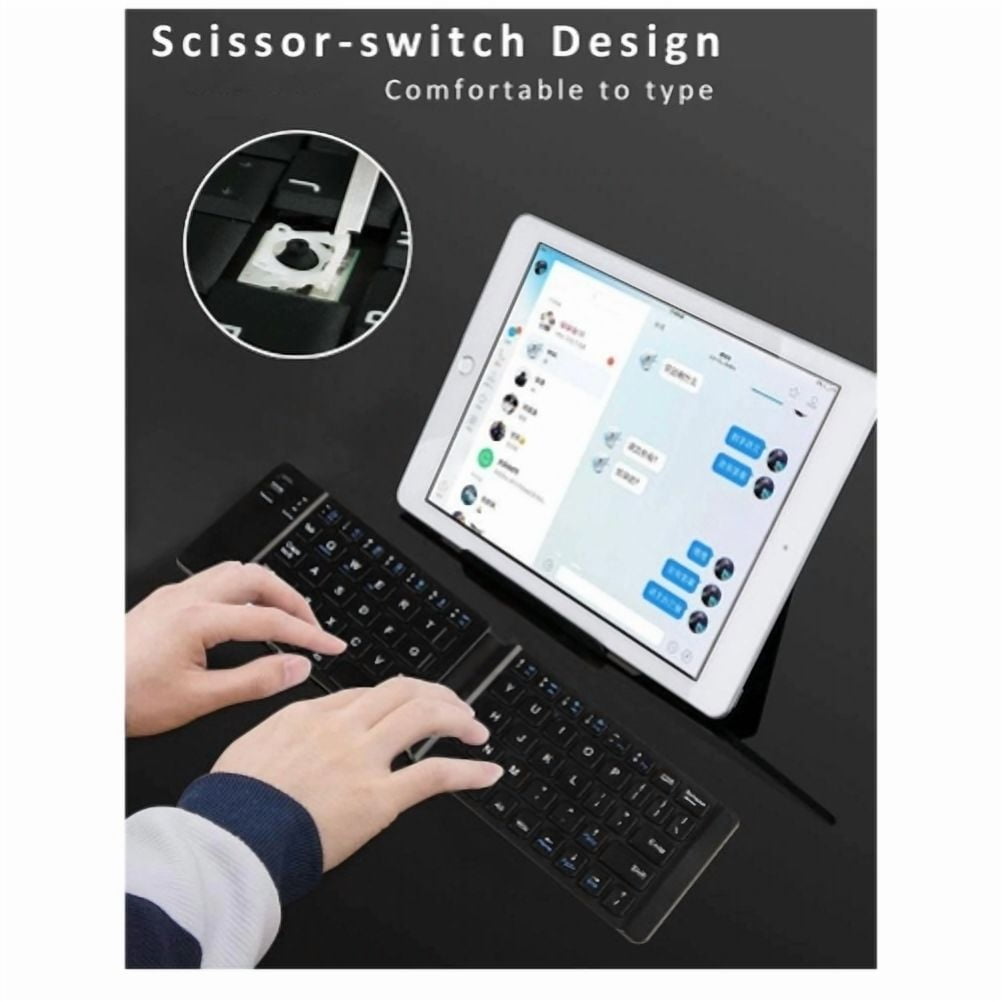 Folding Wireless Keyboard for iPhone 15/Pro/Max/Plus - Bluetooth Rechargeable Portable Compact for iPhone 15/Pro/Max/Plus