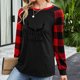 thumbnail image 5 of Pntutb, camisas navideñas para mujer, tops de empalme a cuadros, sudaderas de manga larga a la moda, blusas, tops Pntutb Pntutb-4055, 5 of 6