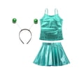 thumbnail image 3 of iiniim Alien Costume for Girls Metallic Dress Alien Holographic Cami Top with Pleated Skirts and Hair Hop Green 6, 3 of 7