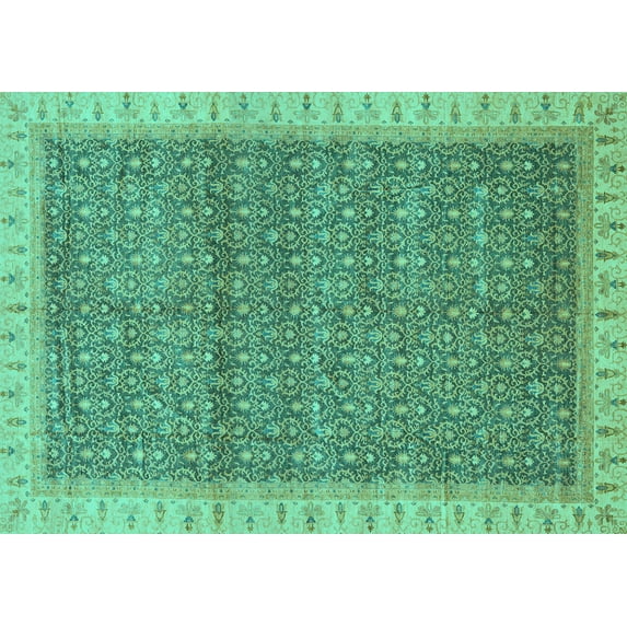 Ahgly Company Indoor Rectangle Abstract Turquoise Blue Modern Area Rugs, 8' x 10'