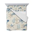 thumbnail image 7 of Nautical Coastal Full Size Down Alternative Comforter, Lightweight Comforter Quilt Bedding Set with Pillow Shams Vintage Beach Octopus Turtle Jellyfish All Seasons Bed Comforter Duvet Insert 78"x90", 7 of 7