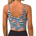 thumbnail image 3 of Haiem Popcorn On Blue Lines Pattern Womens Sports Bra - U Neck Padded Low Impact Yoga Bra Workout Crop Top Gym Moisture-Wicking Workout Vest -Small, 3 of 8
