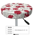 thumbnail image 2 of Uemuo Leaves And Anemone Flowers In Red Grey Pattern Round Bar Stool Seat Covers Washable Stool Cushion Slipcover Elastic Bar Chair Covers-13 inch, 2 of 7