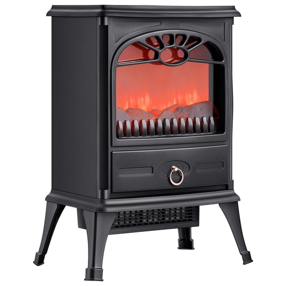 22.8 Inch Freestanding Electric Fireplace Heater 1500W 5120 BTU Portable Stove with Realistic Flames Overheating Protection for Living Room Bedroom Study Dining Room Black