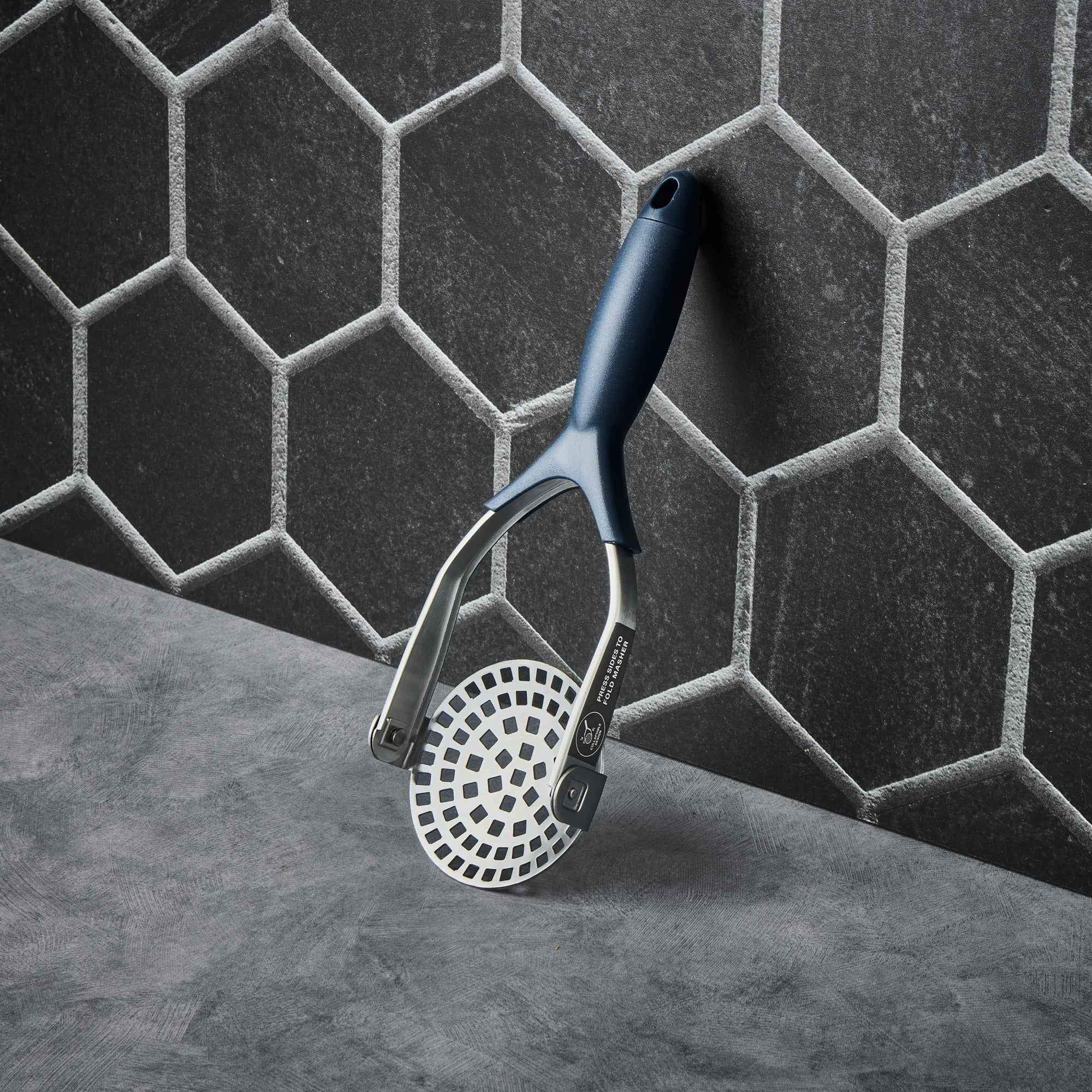 Thyme & Table Stainless Steel Potato Masher, Blue