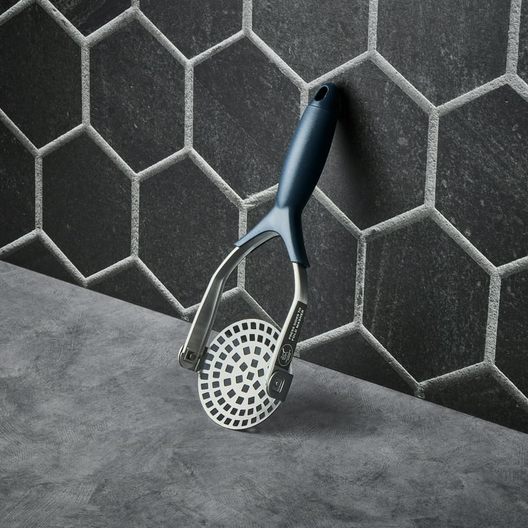 Thyme & Table Stainless Steel Potato Masher Blue with Comfort Grip