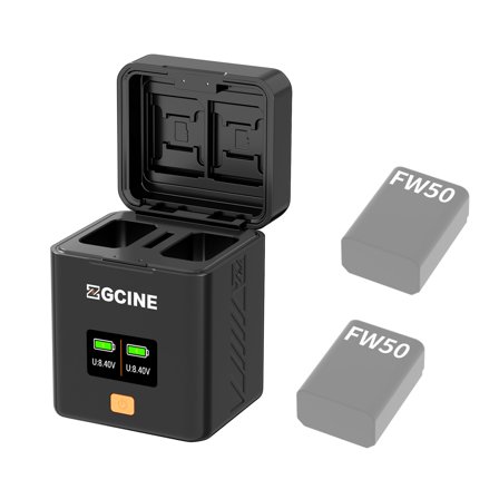 ZGCINE PS-FW50 Dual USB-C Charger Case Box with PD Fast Charging forSony NP-FW50 Battery