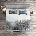 thumbnail image 2 of Ambesonne Winter Quilted Coverlet 3 Pcs, Trees in Cold Day Lake, King Size, White Brown, 2 of 2