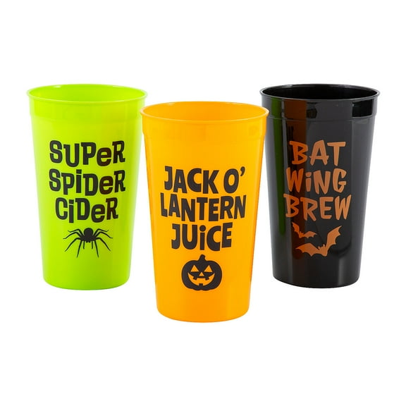 6 3/4" 30 oz. Orange, Black & Green Halloween Tumblers - 12 Count