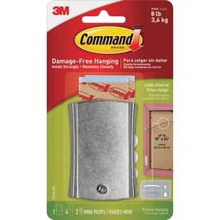 Command Sticky Nail Wire-Backed Hanger - 8 lb (3.63 kg) Capacity - for Decoration, Pictures - Metal - Silver - 1 / Pack | Bundle of 5