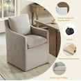 thumbnail image 2 of CHITA Dining Arm Chair with Caster Wheels for Kitchen Fabric Upholstered Dining Room Chair, Beige, 2 of 13