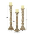 thumbnail image 4 of DecMode 3 Candle Brown Mango Wood Handmade Candle Holder with Turned Style, Set of 3, 4 of 13