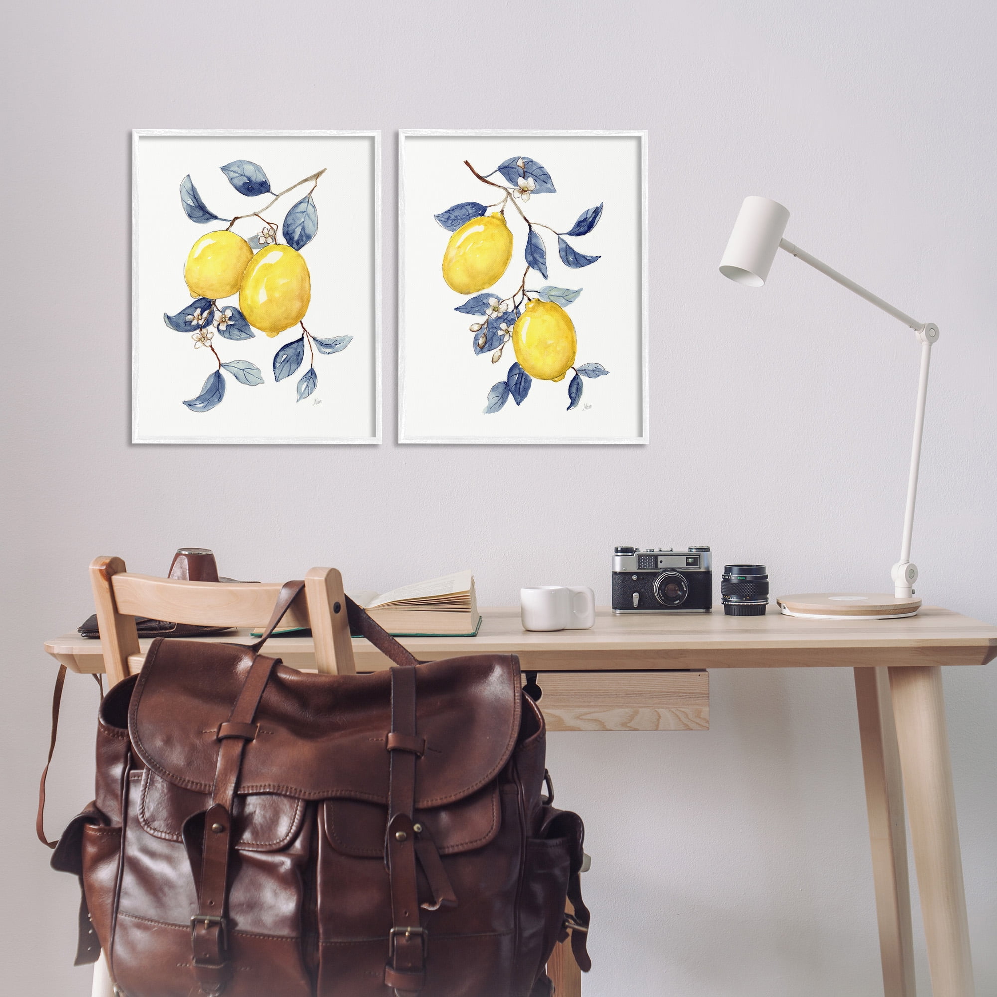 Stupell Industries Budding Lemon Blossoms Food & Beverage Painting White Framed Art Print Wall Art, 16 x 20, Set of 2