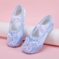 thumbnail image 2 of TFEOQRY Girls Satin Ballet Shoes with Sequin Embroidery Butterfly Decoration Soft Split Sole Elastic Straps Stage Dance Flats, 2 of 9