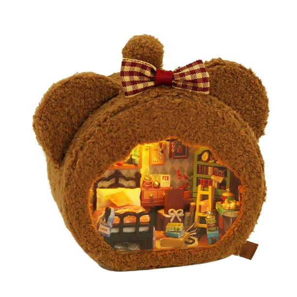 Juguetes hechos a mano, casa de muñecas brillante de plástico de madera, juguetes ensamblados para juego de decoración Hugtrwg Para estrenar