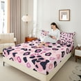thumbnail image 4 of Castle Fairy Pink Leopard Print Girl Twin Sheet Sets 3pcs,Old Fashion Dreamy Princess Twin Fitted Sheet Microfiber,Jungle Animal Cheetah Breathable Flat Sheet,Super Cozy Room Decor, 4 of 7