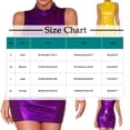 thumbnail image 3 of Vibrex Shiny Metallic Dress for Women Mock Neck Club Party Bodycon Mini Dresses Women Solid Color Round Neck Sleeveless Fashion Dress, 3 of 5