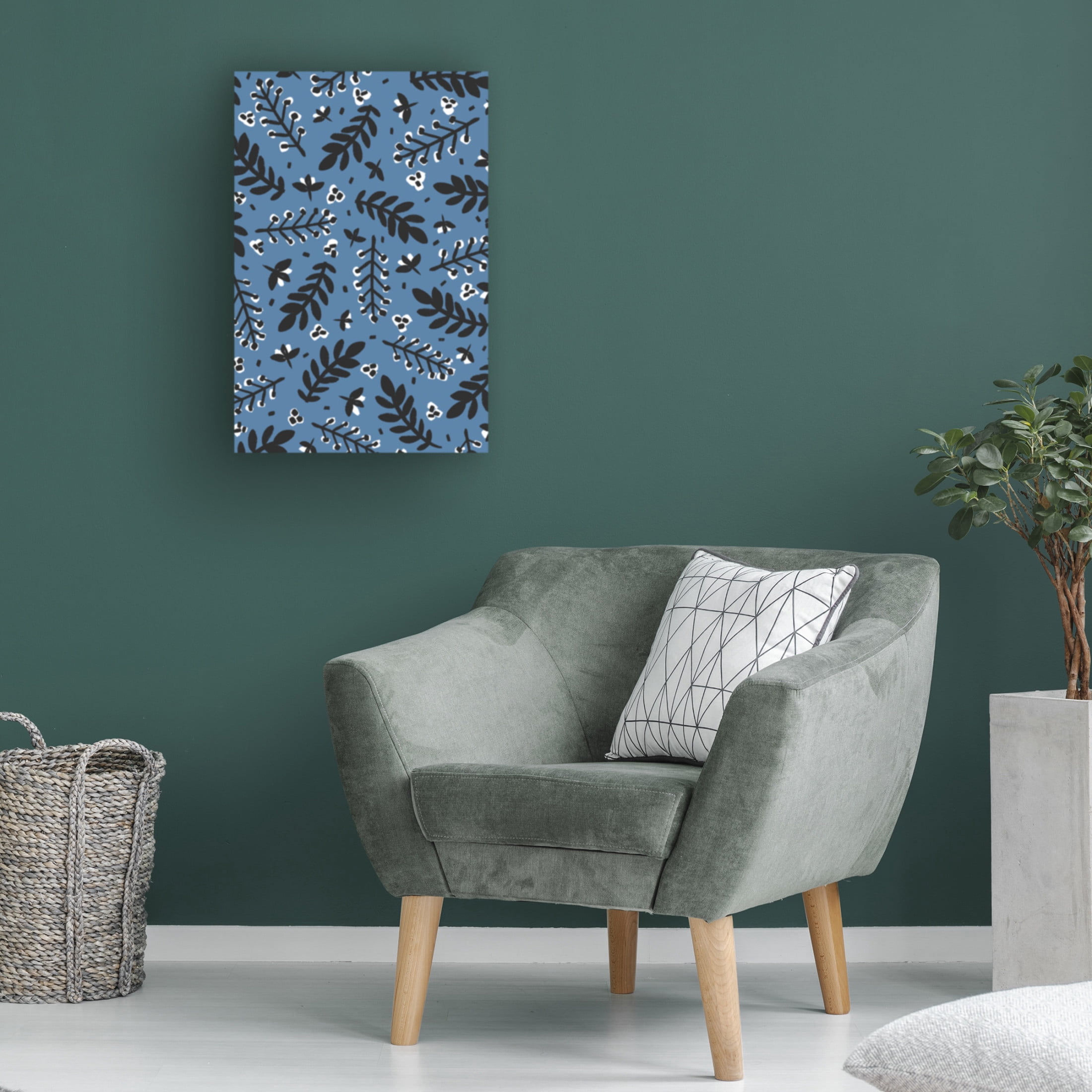 Canvas Wall Art - Treechild 'Branches And Berries (Blue)' Wall Art for Living Room, Bedroom, or Office D?cor by Trademark Fine Art - 22 x 32 Inches