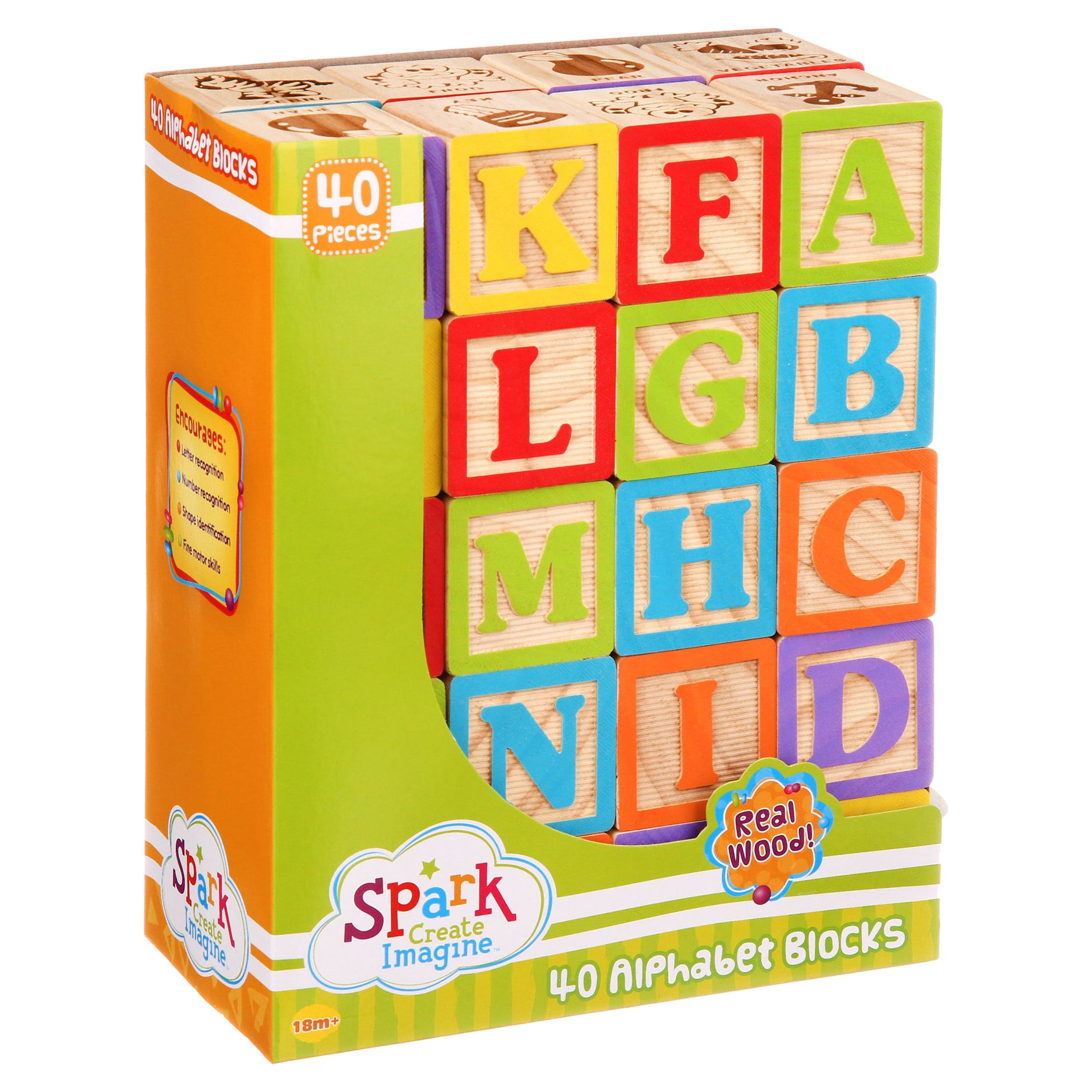 Spark. Create. Imagine 40 Piece ABC Alphabet toy with wooden blocks with bright graphics - image 4 of 9