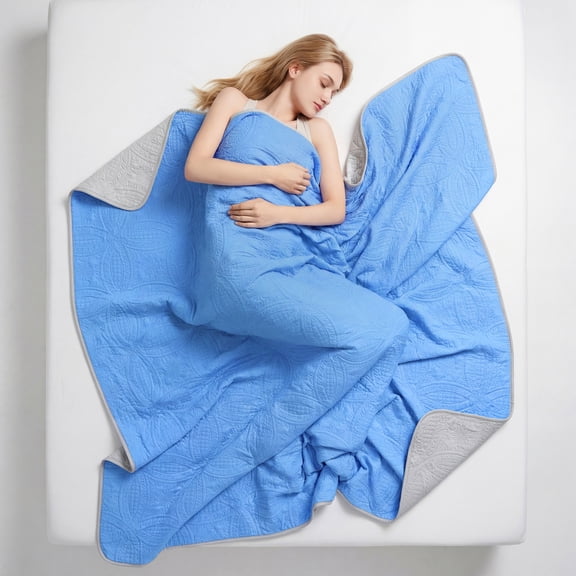 1PC Summer Cool Blanket Ultrasonic Quilting Soft Touch,Cooling Fabric,Smooth and Skin-friendly,Washable(Vibrant Blue,Small,110*160)