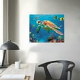 thumbnail image 3 of JRXY Sea Turtle Canvas Wall Art Bathroom Pictures Wall Decor Beach Decorations for Home Bedroom Living Room, Framed Colorful Coastal Nautical Sea Turtle Art Decor 20x16 Inches Ready to Hang 20x16in, 3 of 4